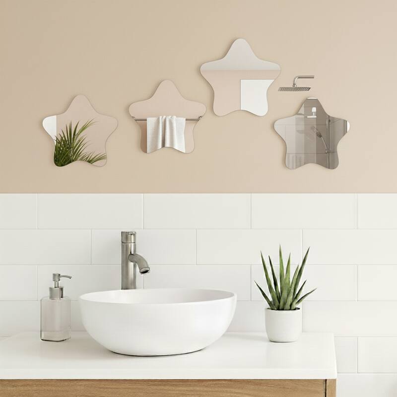 Small Decorative Wall Self Adhesive Shaped Mirrors - Set of 4