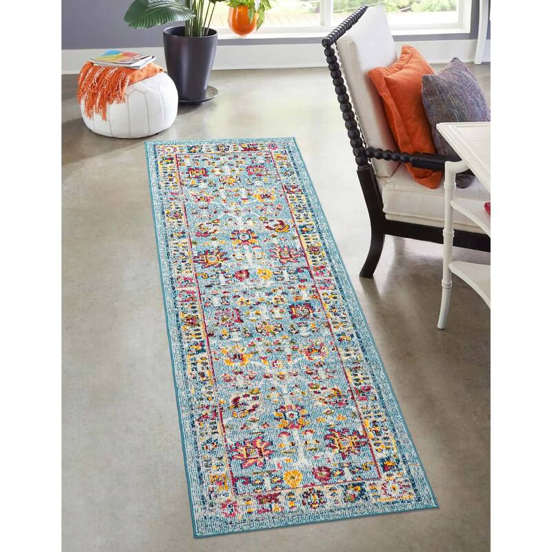 ECARPETGALLERY Machine Made Jasmine Blue Area Rug