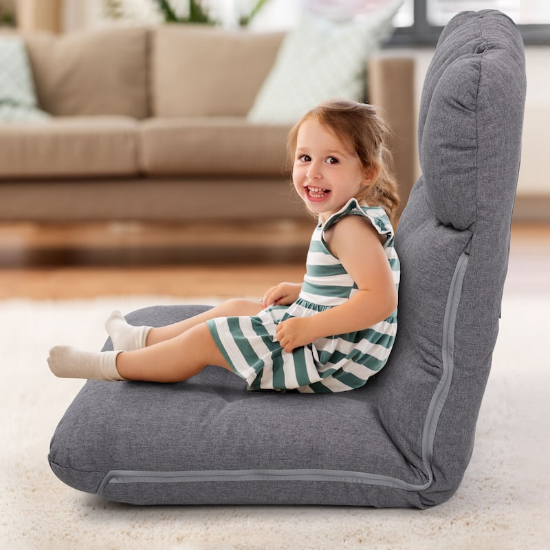Pellebant Adjustable Padded Floor Chair Recliner With Back Pocket