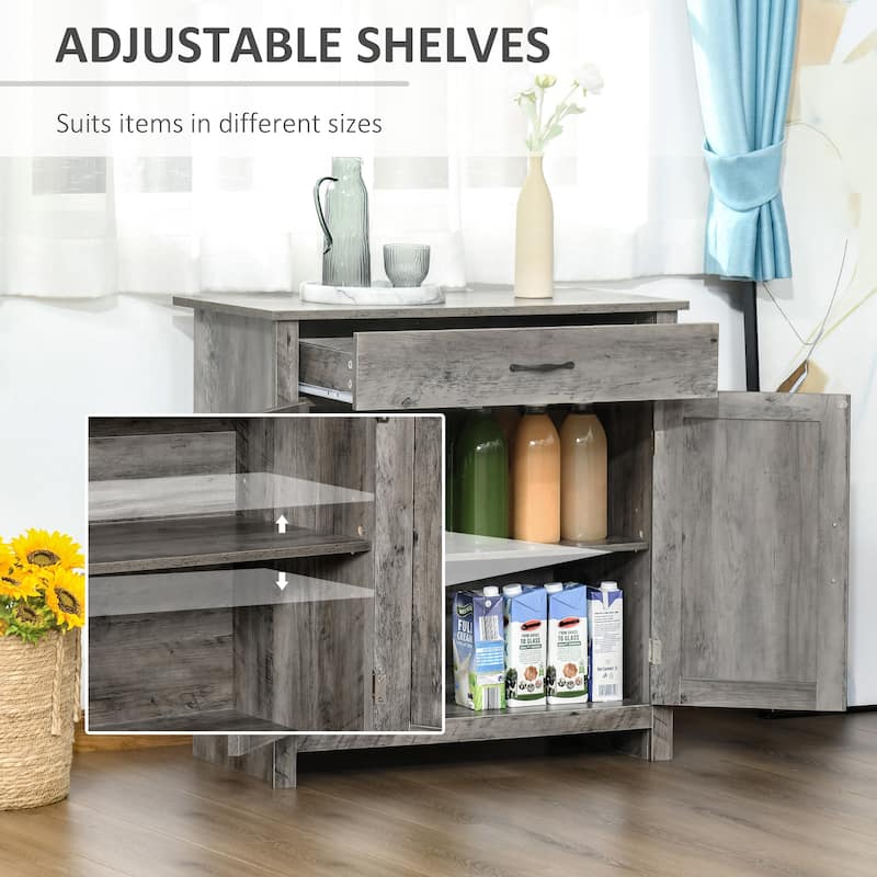 Farmhouse Accent Cabinet with Barn Door Style, Adjustable Shelf, and Ample Storage for Kitchen or Living Room