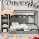 preview thumbnail 24 of 30, Wooden Natural Full size House Bed with 2 Drawers and Built-in Wardrobe
