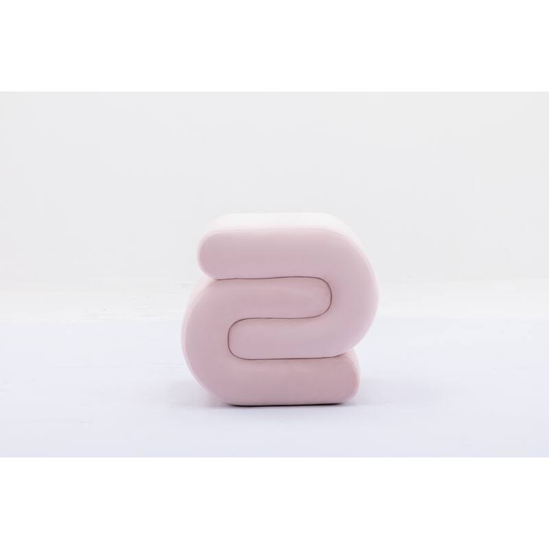 Modern S-shape Fabric Ottoman Makeup Stool Footstool