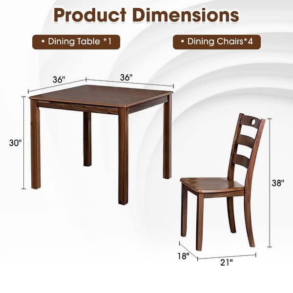 Farmhouse Walnut Solid Wood 5-piece Dining Table Set - Bed Bath ...