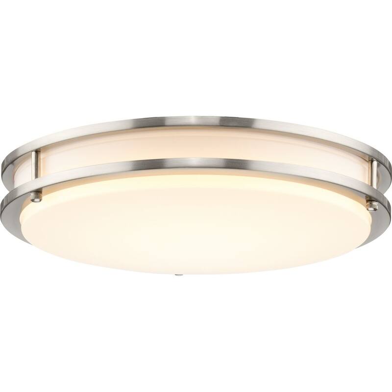 Abide Collection 5-CCT Integrated LED Brushed Nickel Contemporary 14" Medium Flush Mount Light - 14 in x 14 in x 2.83 in