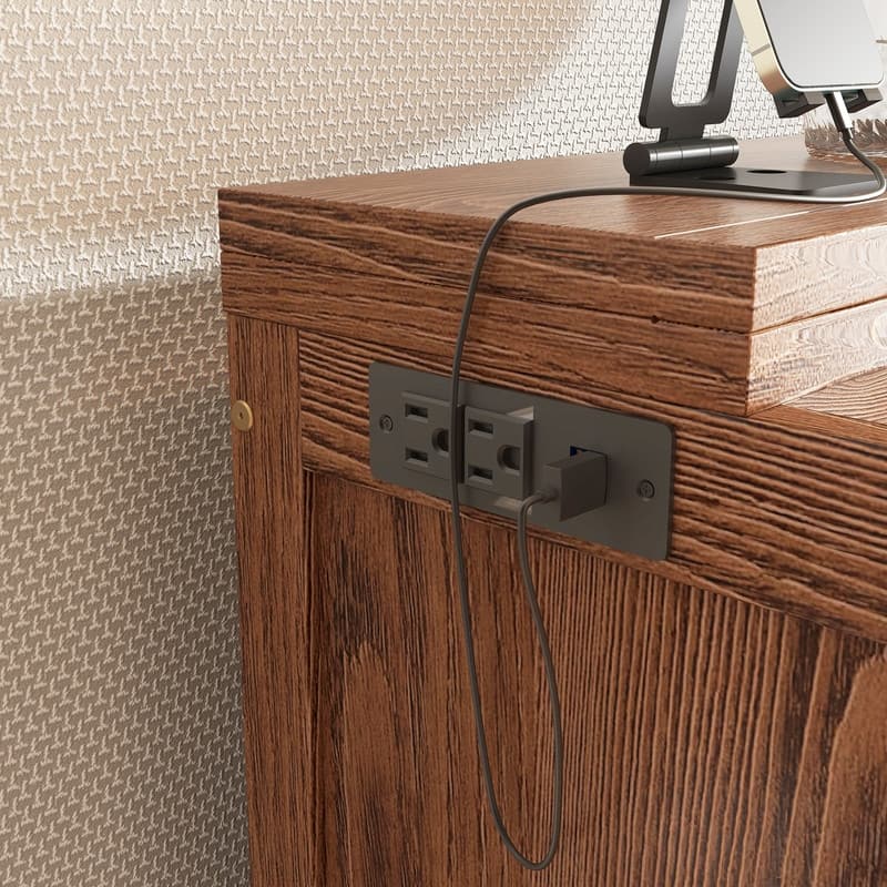 Murphy Cabinet Bed with USB Port and Removable Shelves on Each Side, Space-Saving Cube Cabinet Bed with Desk