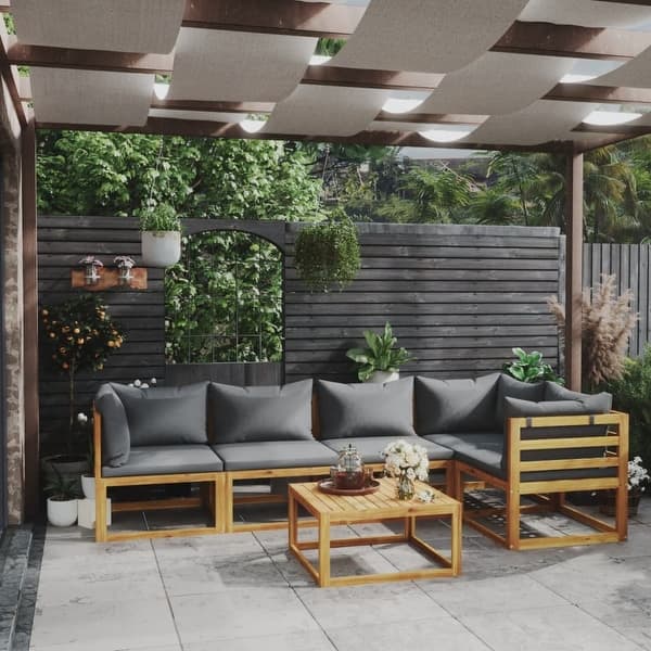 Afhaalmaaltijd meditatie Ashley Furman 6 Piece Garden Lounge Set with Cushions Solid Acacia Wood - Overstock -  35105597