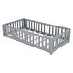 preview thumbnail 78 of 106, Twin/Full/Queen Size Floor Bed with Safety Guardrails for Kids, Wood Montessori Bedframe w/ Door, Children's Noiseless Beds