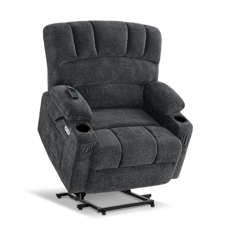 MCombo Recliner Chair Sofa with Massage and Heat for Big Elderly People,Fabric R7093(Small-Wide)