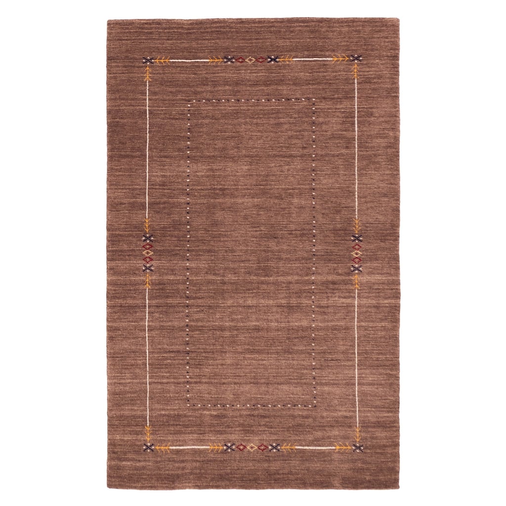 ECARPETGALLERY Hand Loomed Kashkuli Gabbeh Brown Wool Rug - 4'10 x 7'10