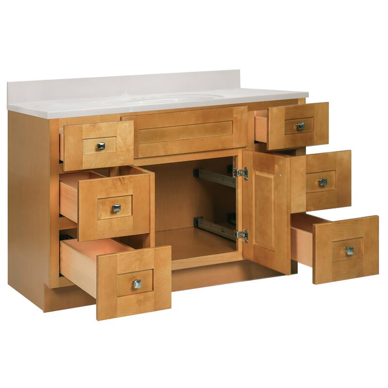 Brookings 49 Inch Fully Assembled Bath Vanity with Ivory Swirl Top