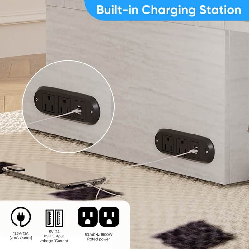 Mixoy Modern Queen Size Murphy Bed with 4.7''Mattress,USB ports,Storage Drawers