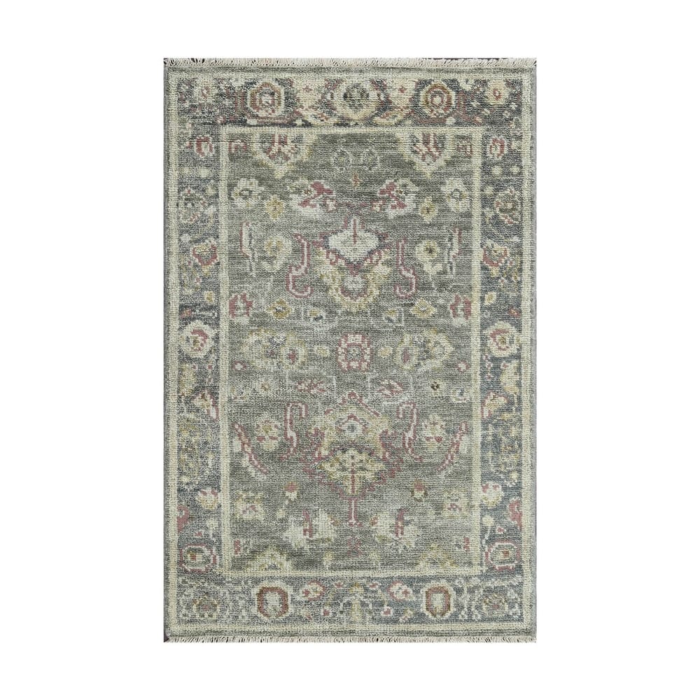 LoomBloom Multi Size Moss Handmade Traditional Oushak Wool Area Rug