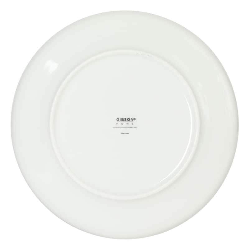Gibson Home Havenstone 12-Piece Porcelain Dinnerware Set - Plates & Bowls, Classic White Everyday Dish Set
