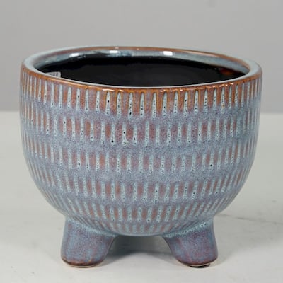 Light Blue Reactive Glaze Ceramic Footed Planter