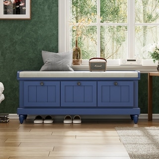 Storage Bench with Cushioned Seat and 3 Drawers