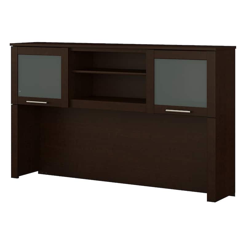 Bush Furniture Somerset Ash Gray 60W Hutch for L Shaped Desk - 59.09"L x 12.50"W x 35.69"H