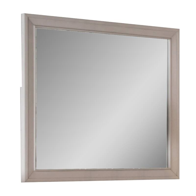 Nitz Dresser Mirror, Beveled Glass, White Solid Wood Frame, 36x40