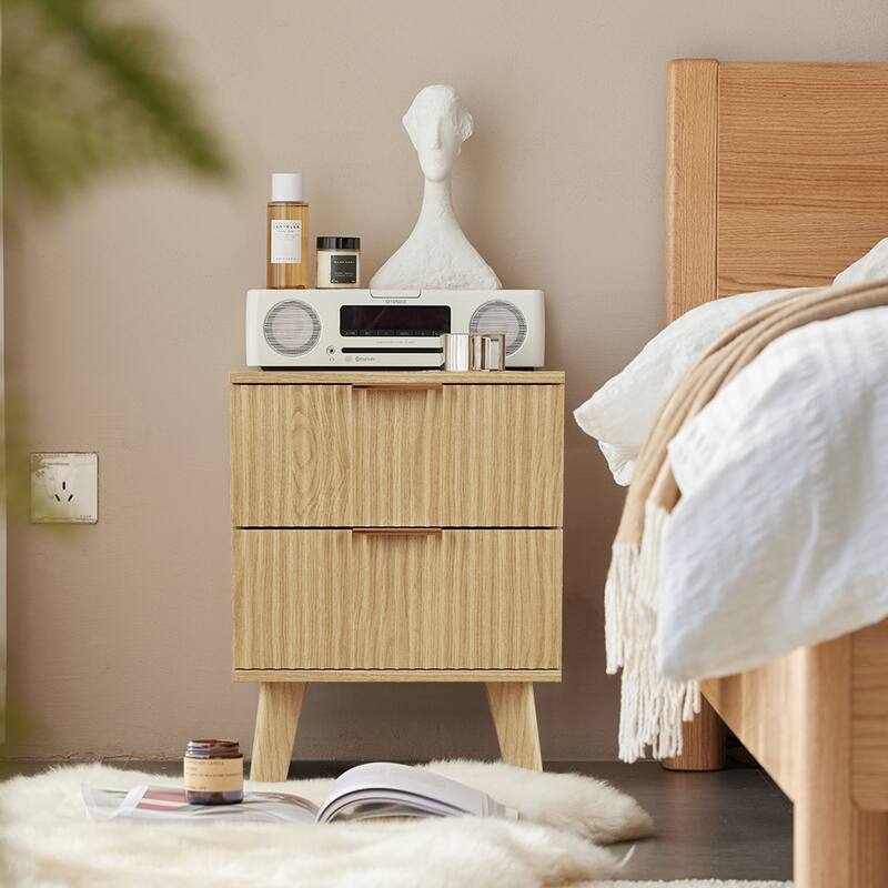 2-Drawer Wood Nightstand - Natural