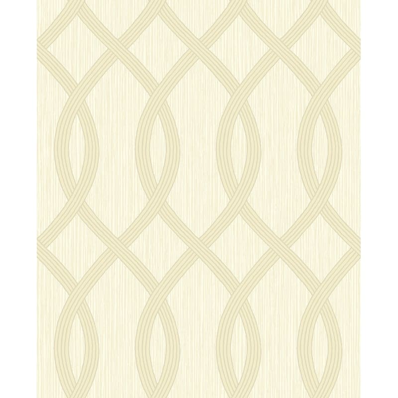 Seabrook Designs Joanie Geometric Ogee Unpasted Wallpaper - 20.5 in W x 33 ft. L - Metallic Cream & Latte