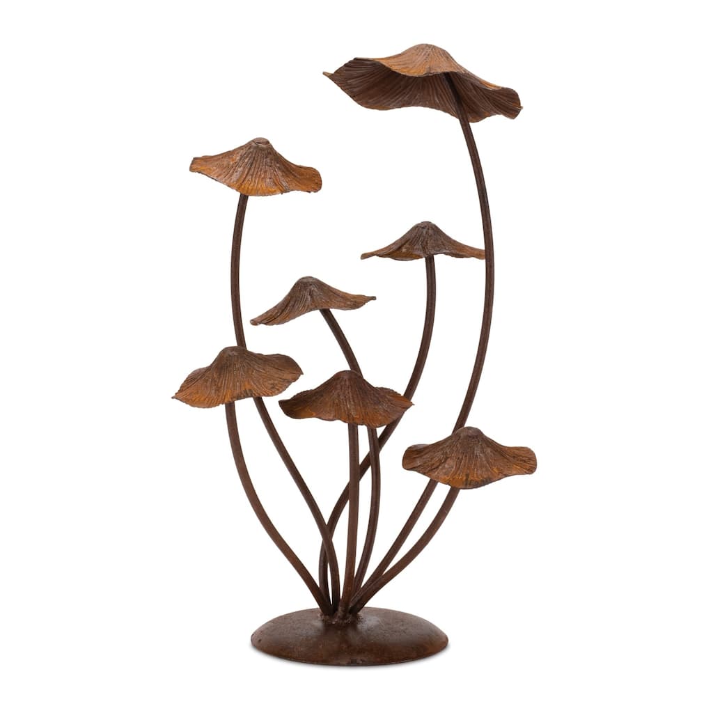 Clustered Mushroom Outdoor Garden Statue - 17" - Bronze