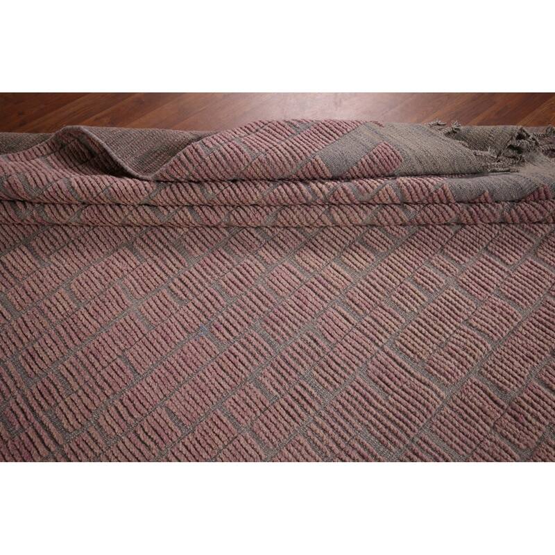 All-Over Pink Moroccan Oriental Large Area Rug Handmade Wool Carpet - 11'8"x 17'9"