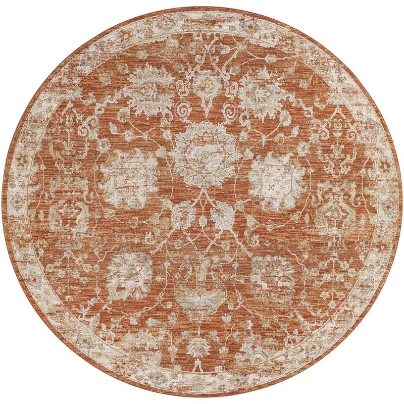 Livabliss Avant Garde Updated Traditional Medallion Area Rug - Burnt Orange - 6'7" x 6'7" Round