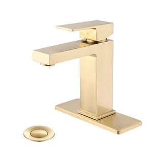 Brass Single-Handle Bathroom Sink Faucet with Drain Assembly Gold