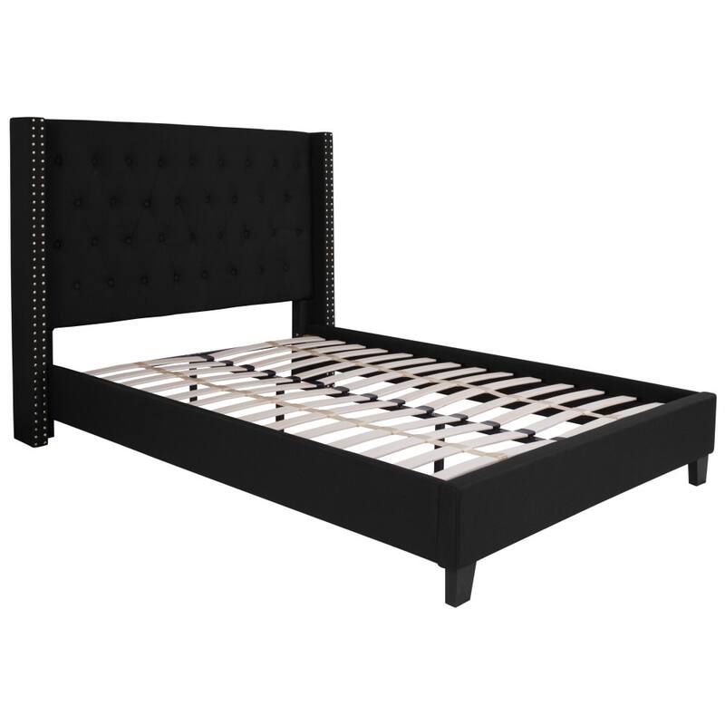 Tufted Upholstered Nailhead Trim Platform Bed