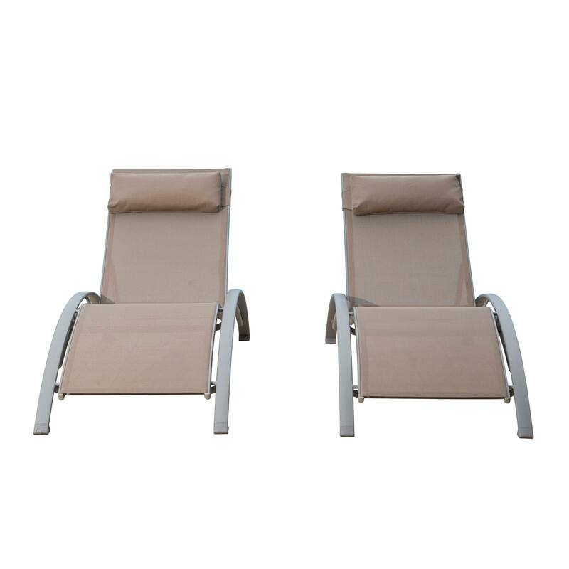 Domi Outdoor Living Aluminum Patio Chaise Lounge Set – Curved Design, Adjustable Positions, and Durable Construction - N/A