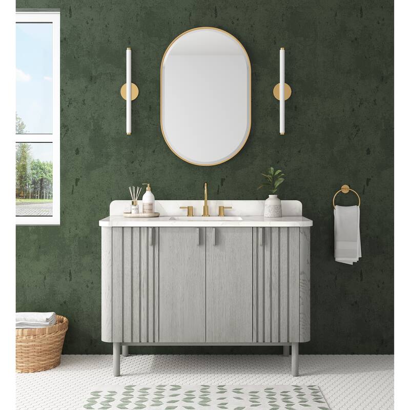 Avanity Blakely 49 in. Vanity Combo in Gray Oak finish with Calacatta Quartz Top