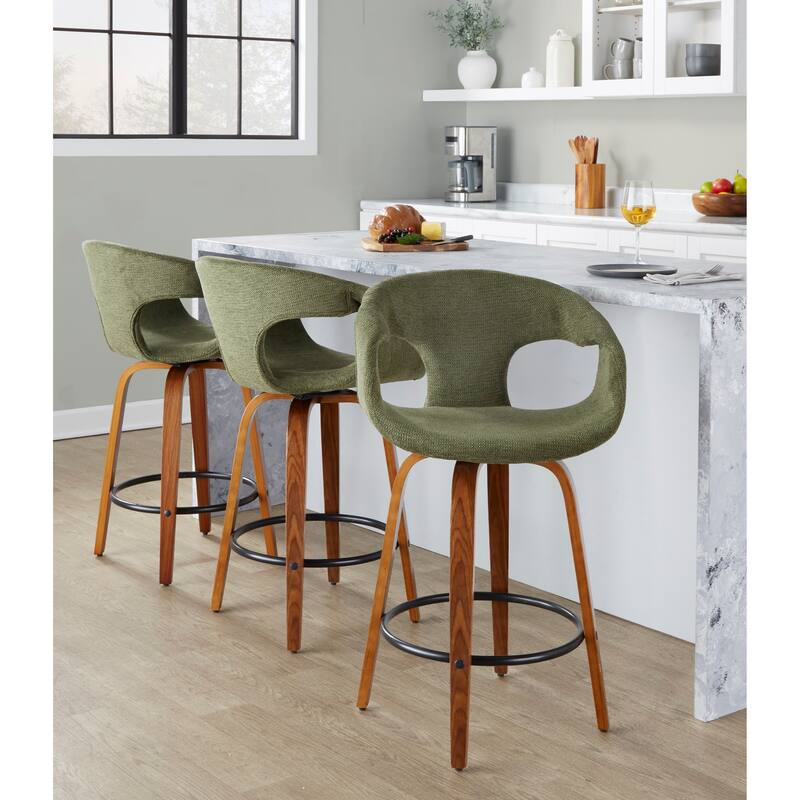 Carson Carrington Saurya 26" Fixed-Height Counter Stool with Bent Wood Legs & Round Footrest (Set of 2)