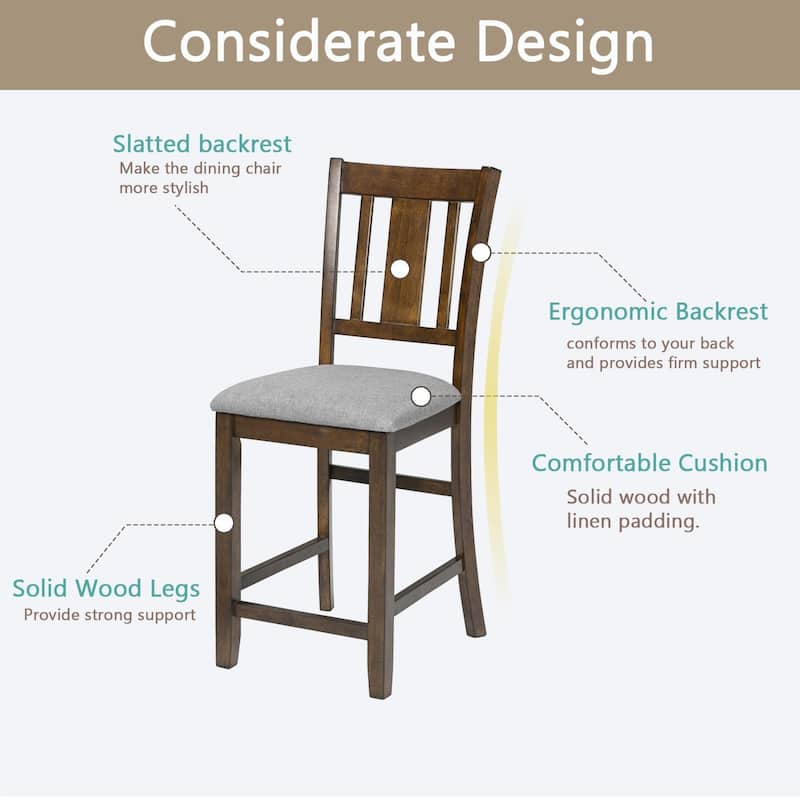 Set of 4 Counter Height Dining Chairs with Padded Seats