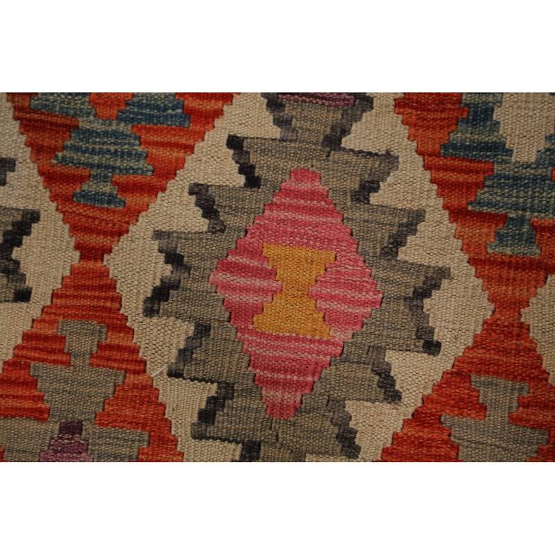 Geometric Kilim Oriental Large Rug Hand-Woven Southwestern Wool Carpet - 10'2"x 16'1"