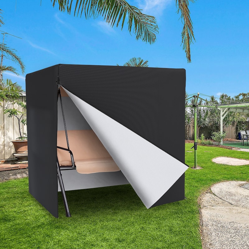 Heavy-Duty 2-Seater Patio Swing Cover - Waterproof, UV-Resistant, All-Weather Protection for Outdoor Swing Chairs, (Black)