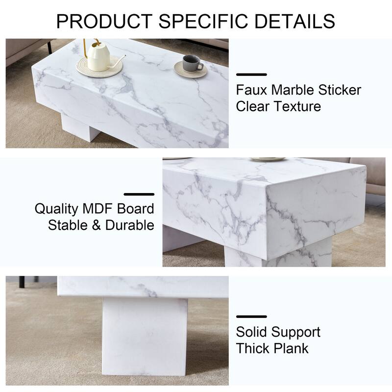 43.3" Modern Rectangular Coffee Table with Sturdy MDF Support Legs for Living Room