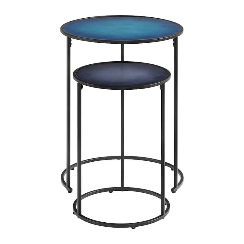 Blue Moon Glass Top Nesting Tables