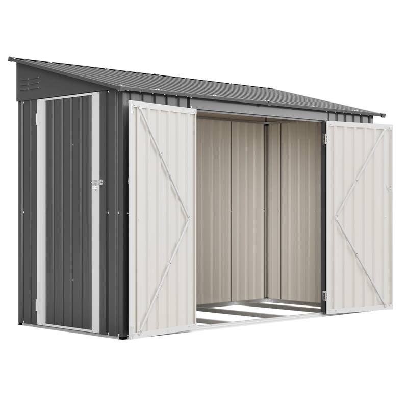 GDFStudio - Lucas All-Weather Outdoor Heavy Duty Metal Storage Shed with Robust Construction and Easy Assembly