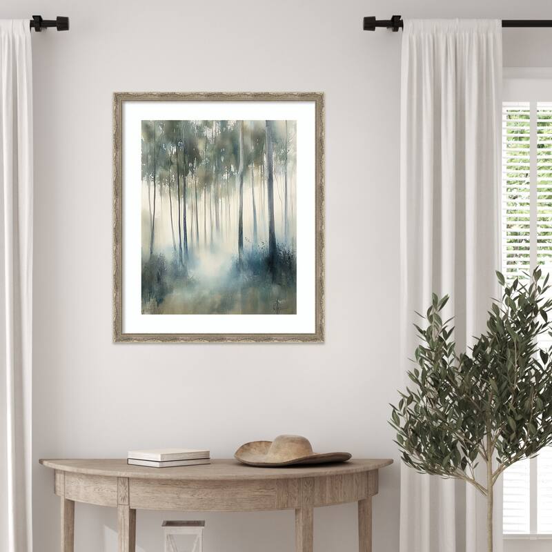 Shimmery Trees by Tradelink inhouse artist Wood Framed Wall Art Print - Mila Dark Silver