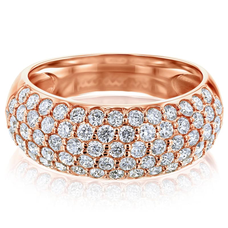 Kobelli 1.25 Carat Lab Grown Diamond 14k Solid Gold Multi-row Wide Puff Band (DEF/VS)