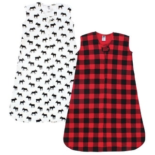 Hudson Baby Infant Boy Thermal Sleeveless Sleeping Bag 2pk, Buffalo Plaid Moose