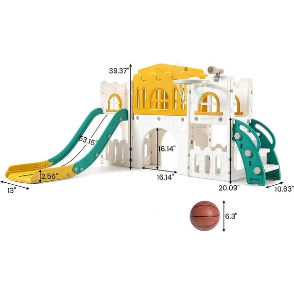 dimension image slide 0 of 4, 8-in-1 Toddler Indoor Playground with Slide Baby Slide Playset for Toddlers Ages 1-3 Outdoor Play