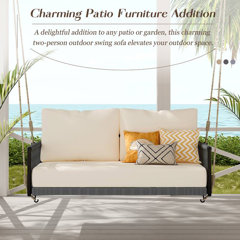 Woven Rope 2-Seater Porch Swing Sofa