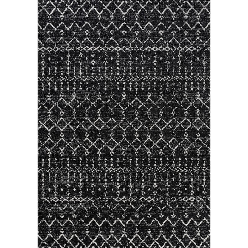 JONATHAN Y Modern HYPE Boho Vintage Diamond Area Rug - 4 X 6 - Black/Ivory