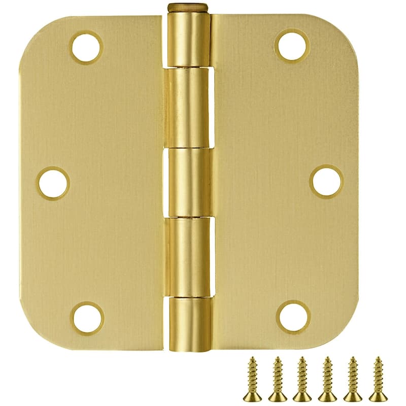 Design House 189639 3-1/2" x 3-1/2" Plain Bearing 5/8" Radius Corner - Satin Brass