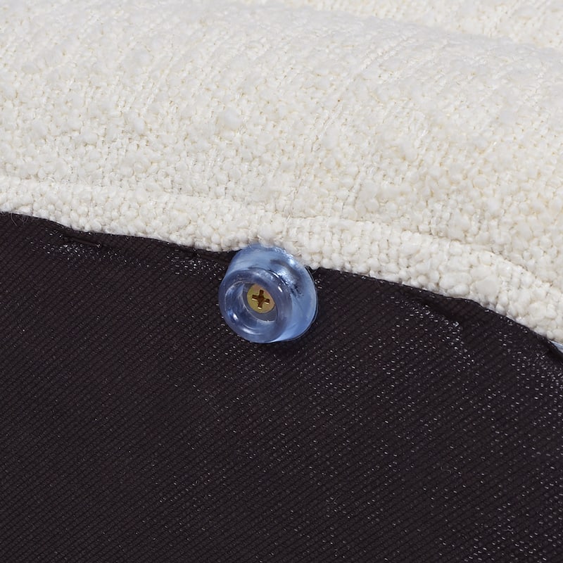 Oval Upholstered End of Bed Bench, Multifunctional Tufted Storage Bench, Shoe Bench with Hidden Storage Compartment - White