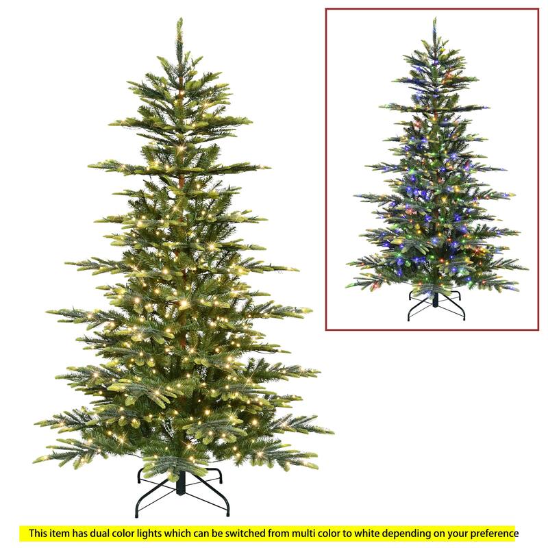 Puleo International 6.5' Pre-Lit Artificial Aspen Fir Tree with Dual-Color LED Lights