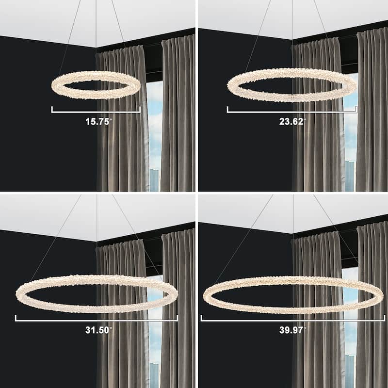 Modern Gold Crystal LED Chandelier, Dimmable Ring Light