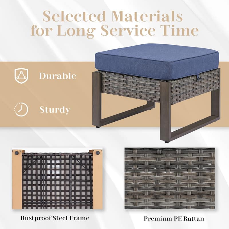 Pocassy Fire Pit Table with Outdoor Sofa Chair Ottoman Set