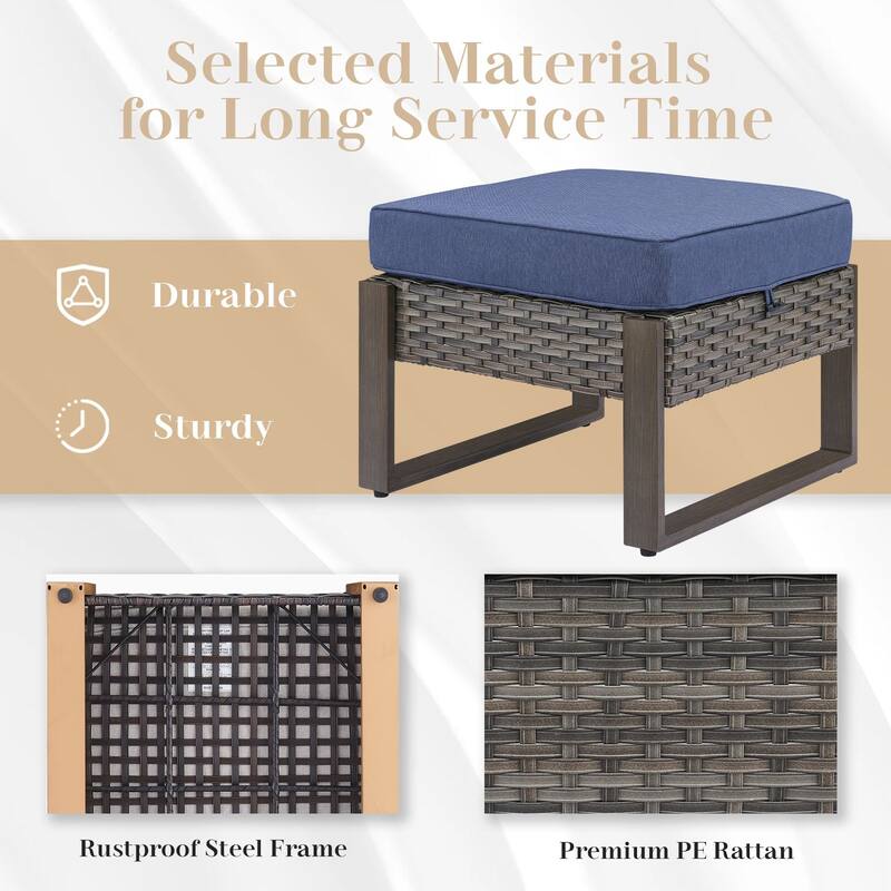 Pocassy Outdoor Sofa Swivel Chair Ottoman w/ 43" Fire Pit Set