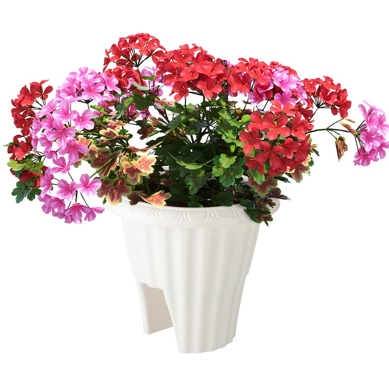 Pure Garden 13.5-n Round Railing Planter - 2.64-Gal Outdoor Flower Pot